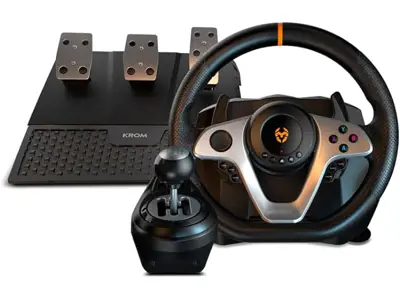 Volante Krom K-WHEEL PRO - Juego completo - PC/PS/XBOX/SWITCH - Negro